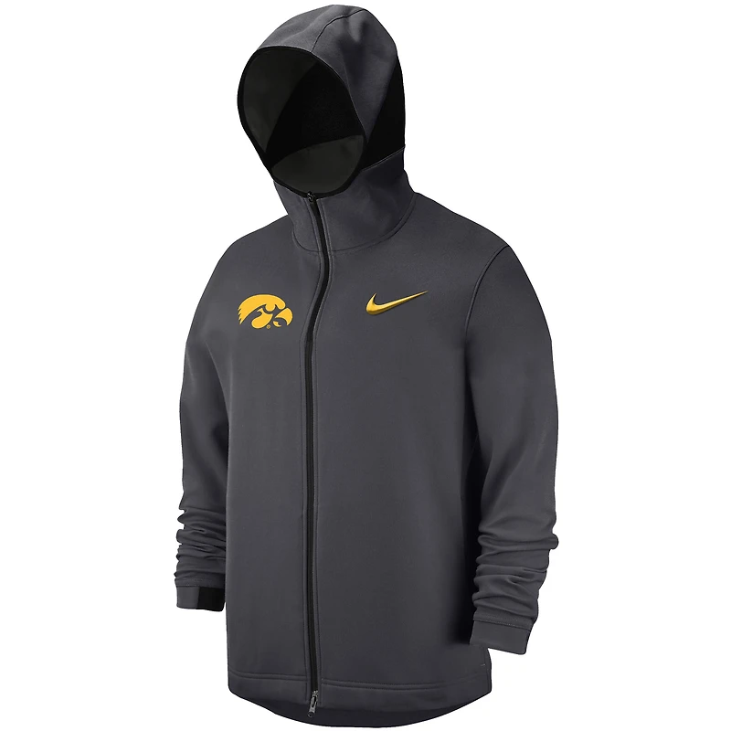 Sweat à capuche entièrement zippé Nike Iowa Hawkeyes Tonal Showtime anthracite pour homme
