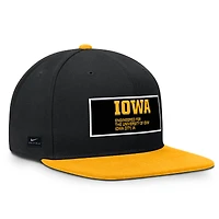 Men's Nike Black/Gold Iowa Hawkeyes 2025 On-Field Patch Pro Dri-FIT Snapback Hat