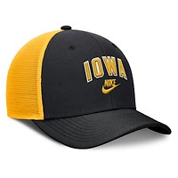 Men's Nike Black/Gold Iowa Hawkeyes Legacy Arch Rise Performance Trucker Adjustable Hat