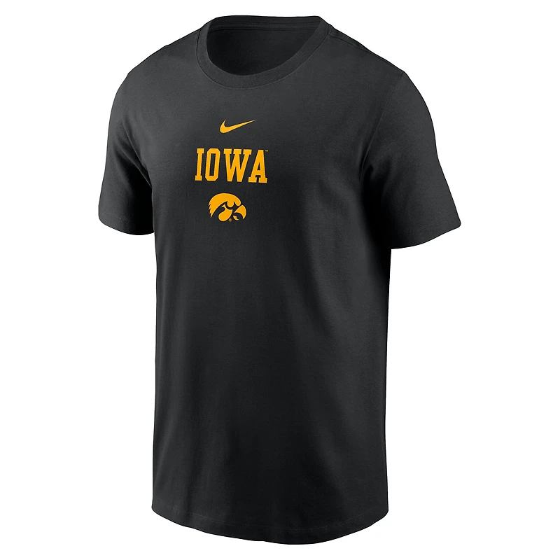 Men's Nike Black Iowa Hawkeyes 2-Hit Stacked T-Shirt