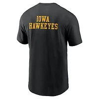 Men's Nike Black Iowa Hawkeyes 2-Hit Stacked T-Shirt