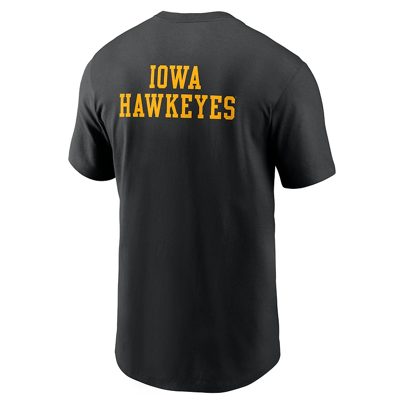 T-shirt Nike noir Iowa Hawkeyes 2-Hit Stacked pour homme