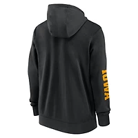 Sweat à capuche entièrement zippé Nike noir Iowa Hawkeyes 2024 Sideline pour homme