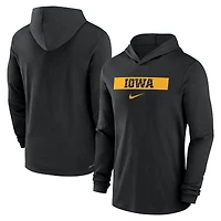 Men's Nike Black Iowa Hawkeyes 2024 Sideline Hoodie Performance Long Sleeve T-Shirt