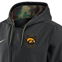Men's Nike Black Iowa Hawkeyes 2025 NCAA Military Appreciation Full-Snap Jacket