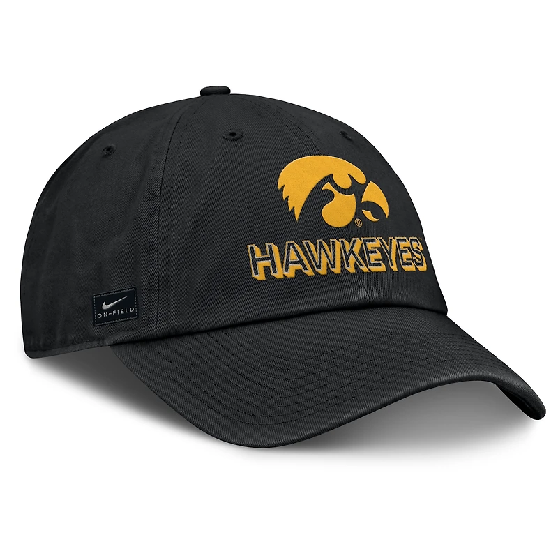 Casquette ajustable Nike noire Iowa Hawkeyes 2025 On-Field Club pour homme
