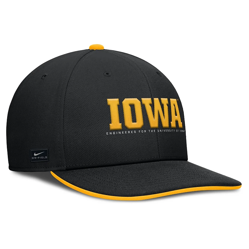 Men's Nike Black Iowa Hawkeyes 2025 On-Field Pro Performance Adjustable Hat