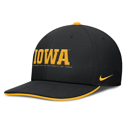 Men's Nike Black Iowa Hawkeyes 2025 On-Field Pro Performance Adjustable Hat