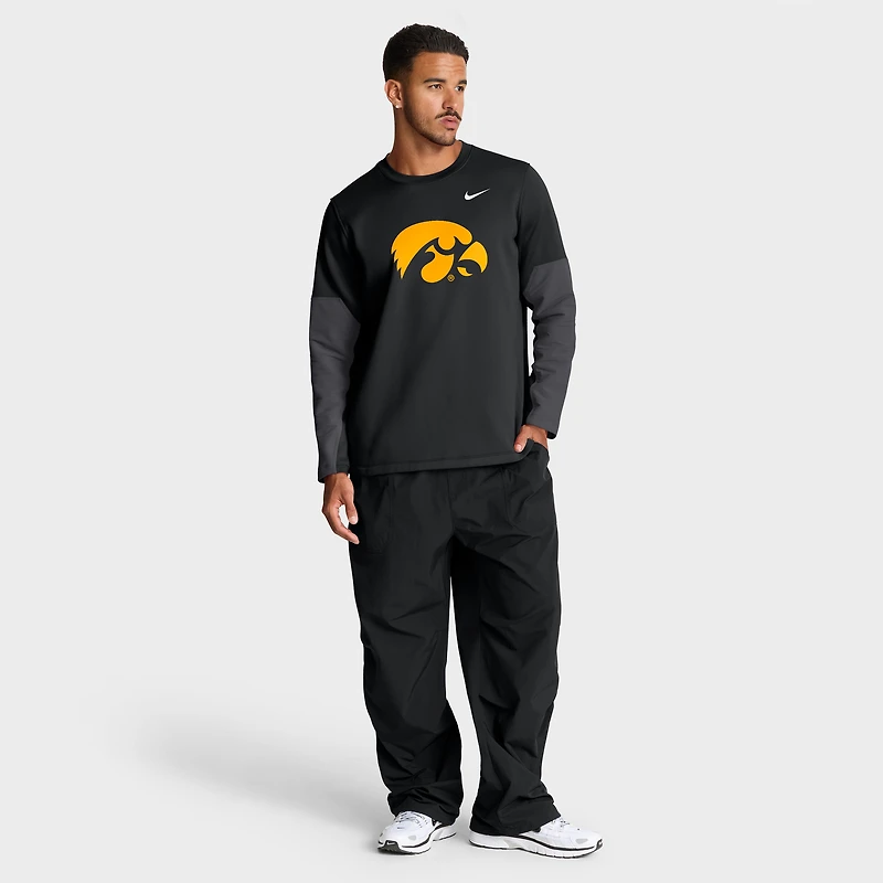 T-shirt Nike noir à manches longues Iowa Hawkeyes 2025 Sideline Coach Therma-FIT pour homme