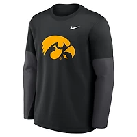 T-shirt Nike noir à manches longues Iowa Hawkeyes 2025 Sideline Coach Therma-FIT pour homme