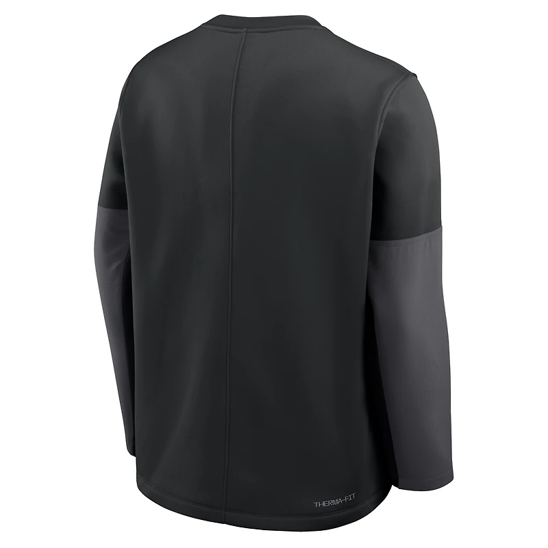 Men's Nike Black Iowa Hawkeyes 2025 Sideline Coach Therma-FIT Long Sleeve T-Shirt