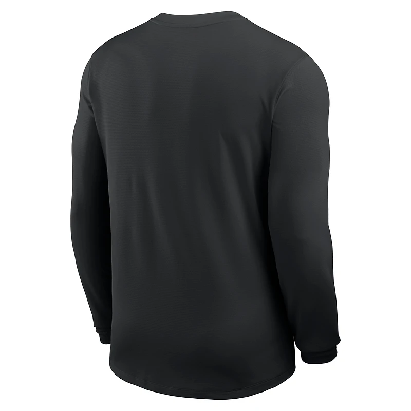 Maillot Nike noir à manches longues Iowa Hawkeyes 2025 Sideline Coach UV Dri-FIT pour homme