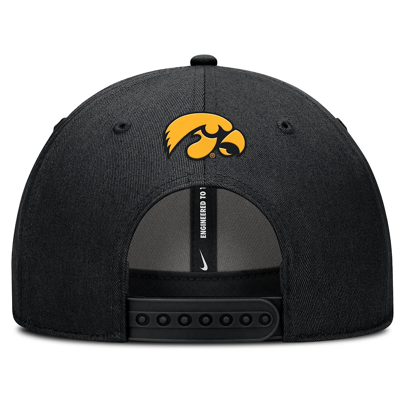 Men's Nike Black Iowa Hawkeyes 2025 Sideline Rise Practice Adjustable Hat