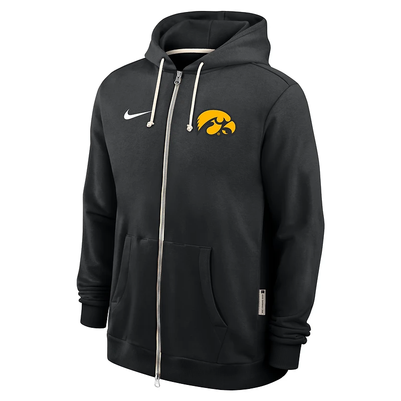 Sweat à capuche Nike Iowa Hawkeyes 2025 Sideline Standard Issue Dri-FIT entièrement zippé pour homme