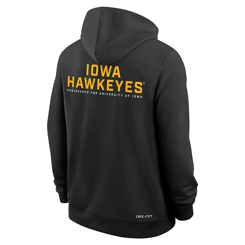 Men's Nike Black Iowa Hawkeyes 2025 Sideline Standard Issue Dri-FIT Full-Zip Hoodie