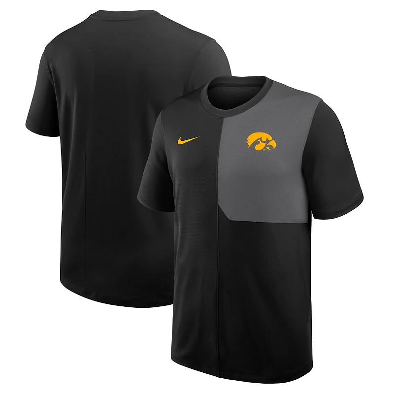 Men's Nike Black Iowa Hawkeyes 2025 Sideline UV Dri-FIT Coach Shirt