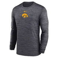 Men's Nike Black Iowa Hawkeyes 2025 Sideline Velocity Dri-FIT Long Sleeve T-Shirt