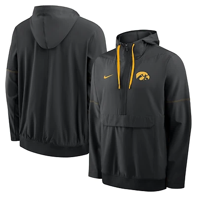 Men's Nike Black Iowa Hawkeyes 2026 Sideline Anorak Half-Zip Hooded Jacket
