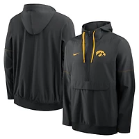 Men's Nike Black Iowa Hawkeyes 2026 Sideline Anorak Half-Zip Hooded Jacket