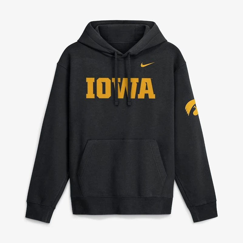 Men's Nike  Black Iowa Hawkeyes 2026 Sideline Club Fleece Hoodie