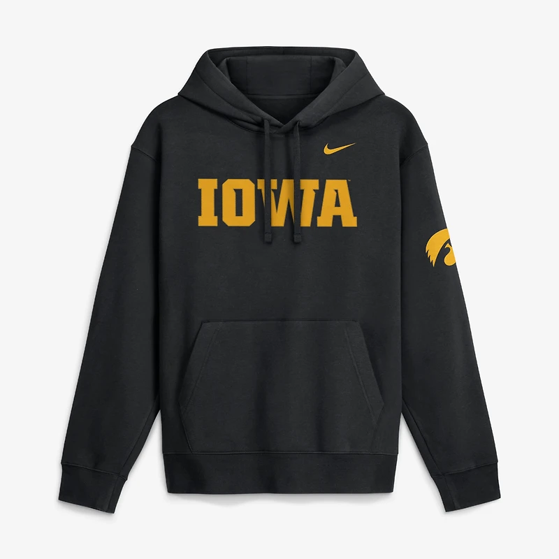 Sweat à capuche en polaire Nike Iowa Hawkeyes 2026 Sideline Club noir pour homme
