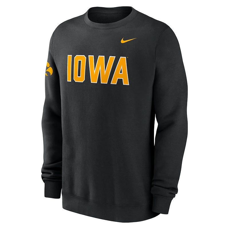 Men's Nike Black Iowa Hawkeyes 2026 Sideline Club Sweatshirt
