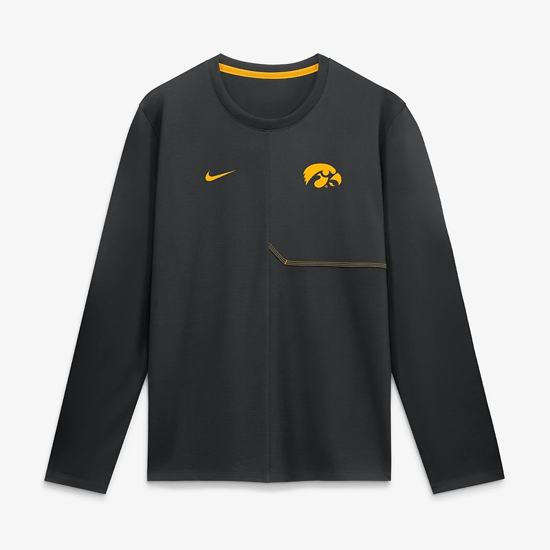Men's Nike Black Iowa Hawkeyes 2026 Sideline Coaches UV Dri-FIT Long Sleeve Shirt