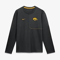 Men's Nike Black Iowa Hawkeyes 2026 Sideline Coaches UV Dri-FIT Long Sleeve Shirt
