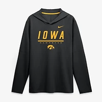 Men's Nike Black Iowa Hawkeyes 2026 Sideline Lightweight Long Sleeve Hooded Dri-FIT Top