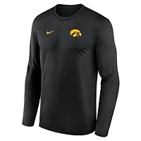 Men's Nike Black Iowa Hawkeyes 2026 Sideline Small Logo Legend Dri-FIT Long Sleeve T-Shirt
