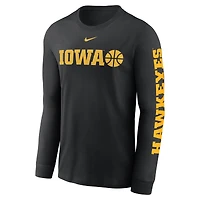 Men's Nike  Black Iowa Hawkeyes Basketball Icon Two-Hit Long Sleeve T-Shirt