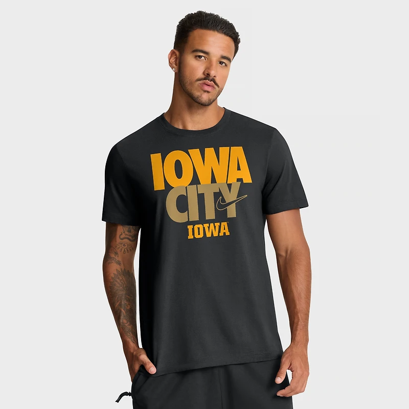 T-shirt Nike noir pour homme Iowa Hawkeyes Campus Local Madness