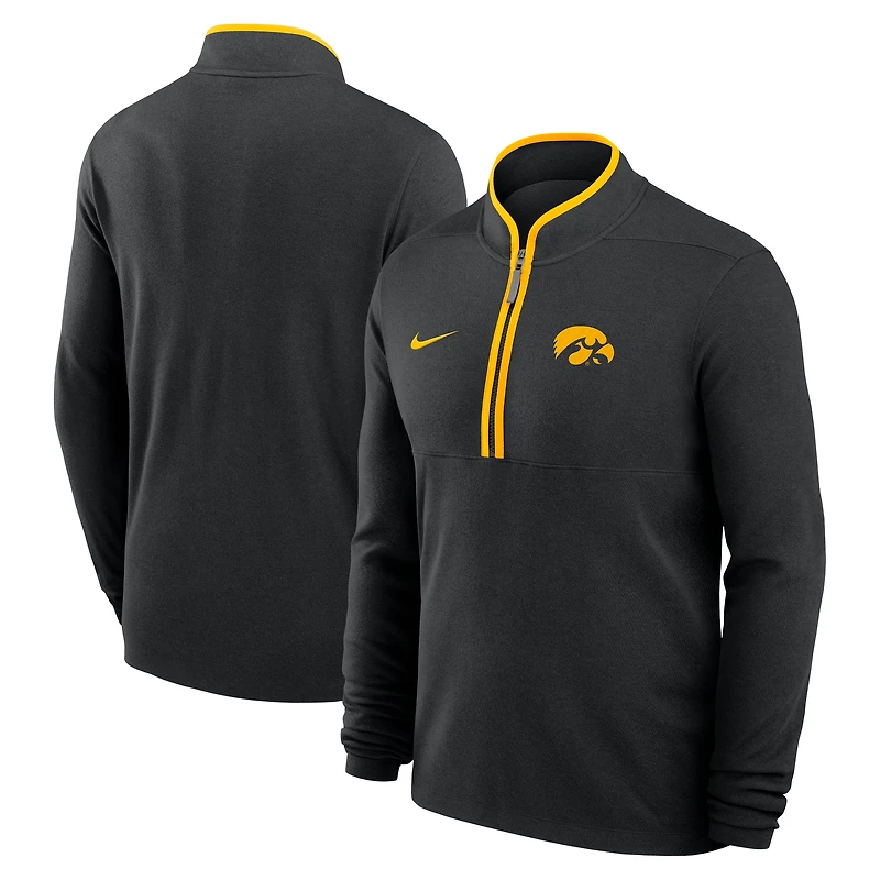 Pull-over Nike Iowa Hawkeyes Courtside Victory Dri-FIT à demi-zip noir pour homme