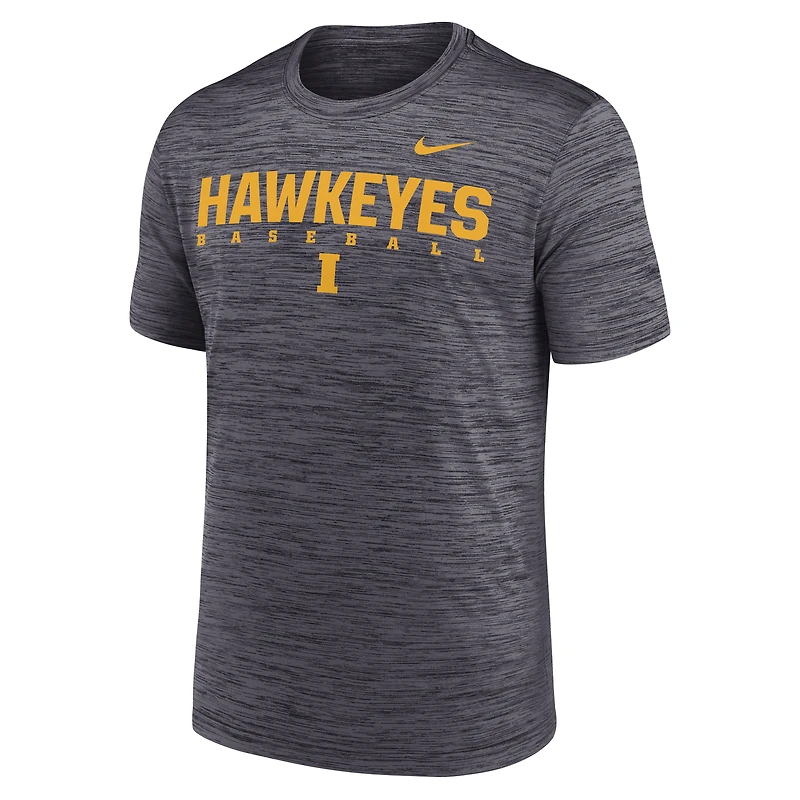 T-shirt Nike noir pour homme Iowa Hawkeyes Dugout Velocity Dri-FIT