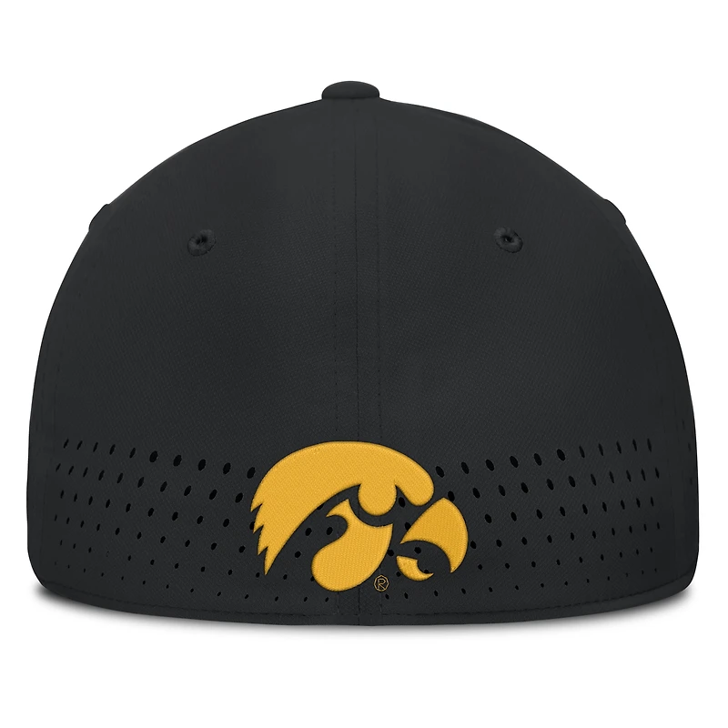 Casquette Nike noire Iowa Hawkeyes Gameday Aerobill Swooshflex Dri-FIT pour homme