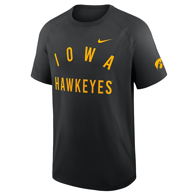 Men's Nike Black Iowa Hawkeyes Premium Performance Ready Raglan Dri-FIT T-Shirt