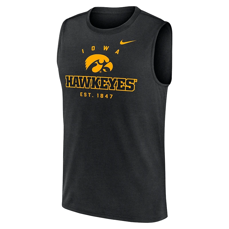 Débardeur Nike Iowa Hawkeyes Primetime Legend Dri-FIT Muscle pour homme, noir