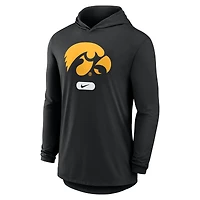 T-shirt à capuche et manches longues Nike Iowa Hawkeyes Primetime Tri-Blend Dri-FIT pour homme, noir
