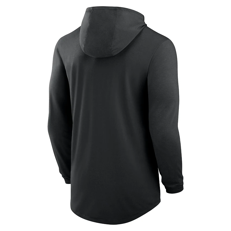 Men's Nike Black Iowa Hawkeyes Primetime Tri-Blend Performance Long Sleeve Hoodie T-Shirt