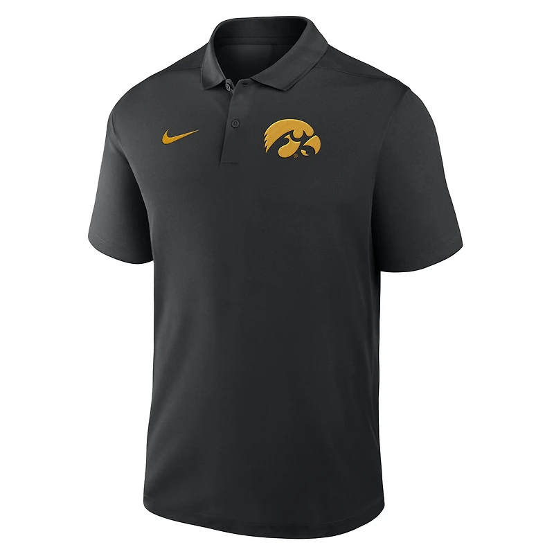 Polo Nike noir Iowa Hawkeyes Primetime Victory pour homme avec logo principal