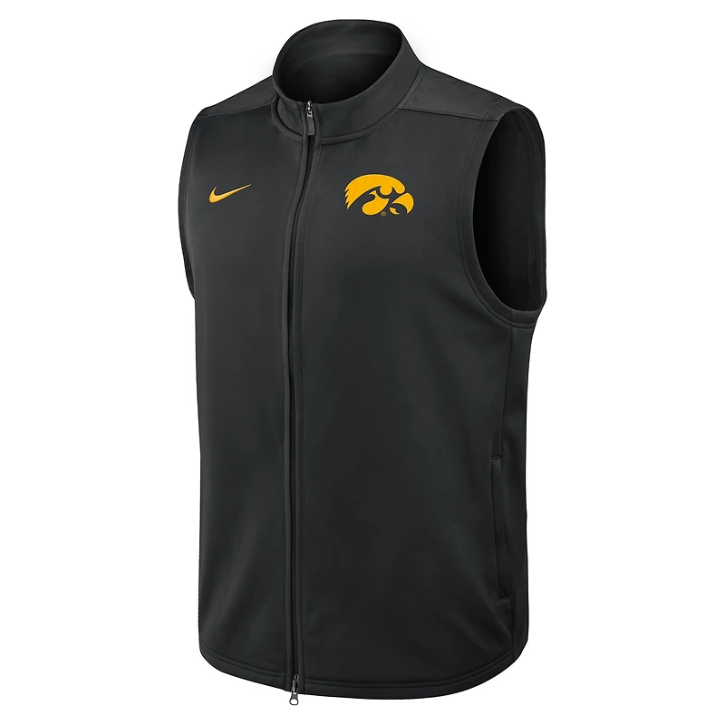 Gilet zippé Nike noir Iowa Hawkeyes Primetime Victory Therma-FIT pour homme