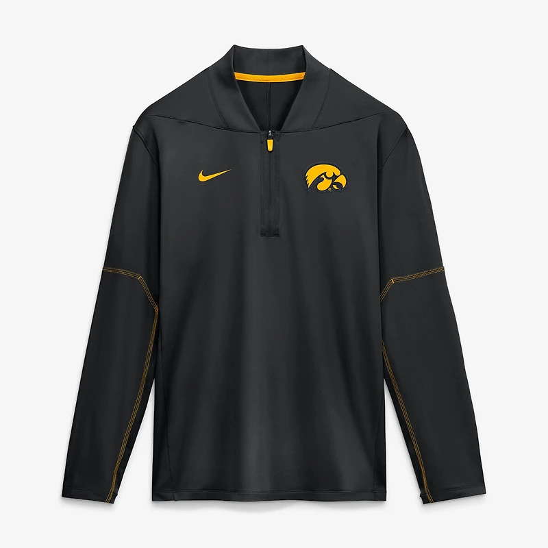 Pull à manches longues et demi-zip Nike Iowa Hawkeyes Sideline Dri-FIT noir pour homme