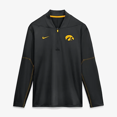 Pull à manches longues et demi-zip Nike Iowa Hawkeyes Sideline Dri-FIT noir pour homme