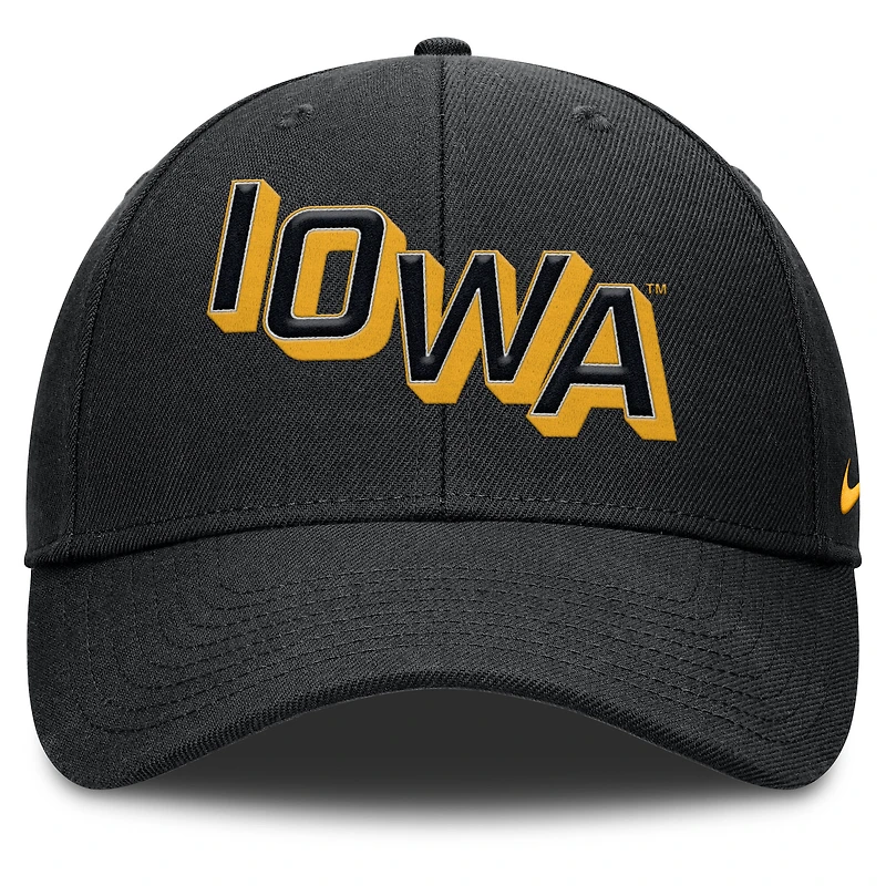 Men's Nike Black Iowa Hawkeyes Slanted Primetime Rise Performance Adjustable Hat