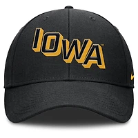 Men's Nike Black Iowa Hawkeyes Slanted Primetime Rise Performance Adjustable Hat