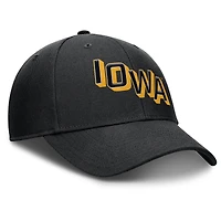 Men's Nike Black Iowa Hawkeyes Slanted Primetime Rise Performance Adjustable Hat