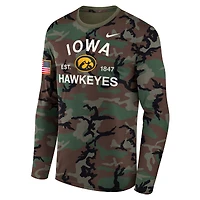 T-shirt à manches longues Nike Camo Iowa Hawkeyes 2025 Military Appreciation Legend Dri-FIT pour homme
