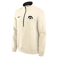 Men's Nike Cream Iowa Hawkeyes Primetime Club Fleece Half-Zip Pullover