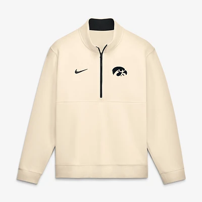 Pull-over à demi-zip en polaire Nike Primetime Club crème pour homme, Iowa Hawkeyes.