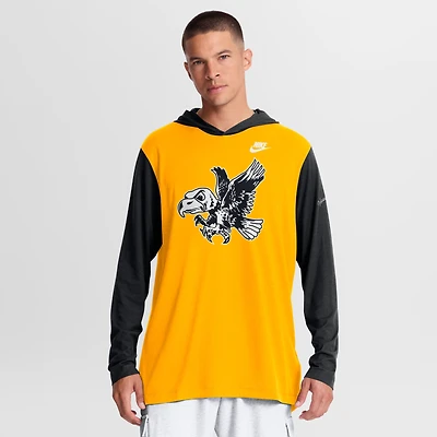 Men's Nike Gold/Black Iowa Hawkeyes Campus Legacy Tri-Blend Long Sleeve Hooded T-Shirt